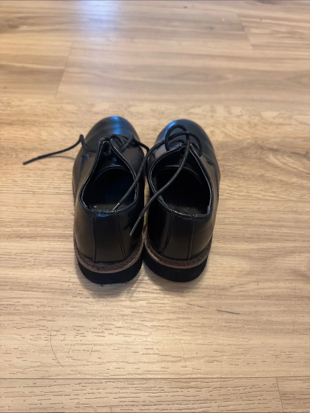 Kids Black Lace-Up Dress Shoes